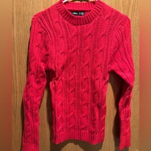SHEIN Vibrant Red Cable Knit Sweater